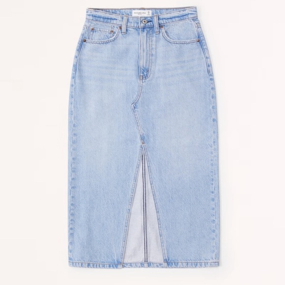 Abercrombie & Fitch High Riee Denim Midi Skirt Size 34P - Picture 1 of 4